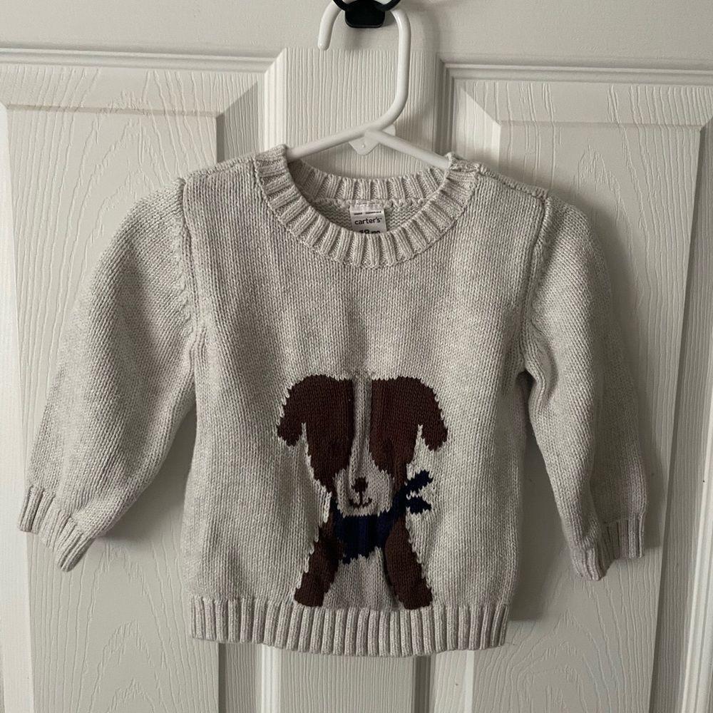 Carters Crew Neck Dog Print Sweater Size 18 Months